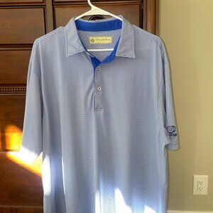 Donald Ross Blue Striped Golf Shirt